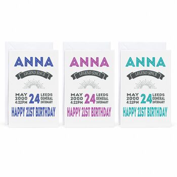 Personalised Special Date 21st Birthday Card, 6 of 6