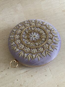 Purple Circular Raw Silk Bangle Clutch Bag, 7 of 11