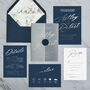 Ashley Navy And Silver Foil Wedding Invitation, thumbnail 1 of 4