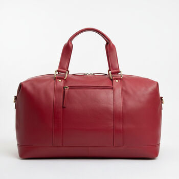 Red Leather Holdall, Gym Bag, Travel Bag, 3 of 8