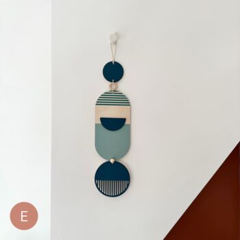 Blue Modern Wall Hanging Small Geometric Wood Art, 5 of 7