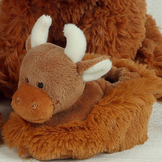 0 Six Months, Personalised Highland Cow Baby Slippers By Jomanda 