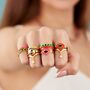 Evil Eye Amethyst And Pink Enamel Ring In Gold Vermeil, thumbnail 3 of 4