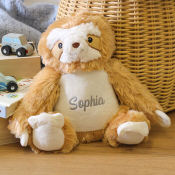Personalised Sloth Toy Teddy Bear Gift For Children, 4 of 6