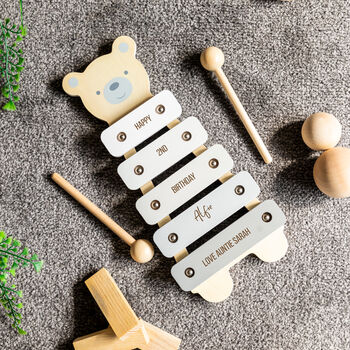 Personalised Wooden Bear Xylophone Toy Birthday Gift, 3 of 6