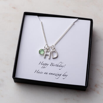 Personalised Swarovski Birthstone And Initial Necklace, 6 of 11