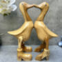 Cute Duck Couple Ornament Lovers 25cm – Bamboo Wood Heart Figurine, thumbnail 8 of 12