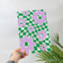 Flower And Checkered Pattern Clear Acrylic Vinyl Plaque, thumbnail 1 of 7