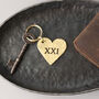21st Anniversary Gift, Brass Heart Keyring, thumbnail 1 of 6