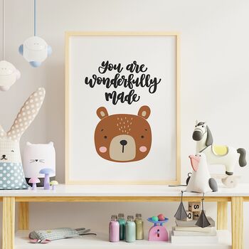 You Are Wonderfully Made Bear Nursery Print, 3 of 8