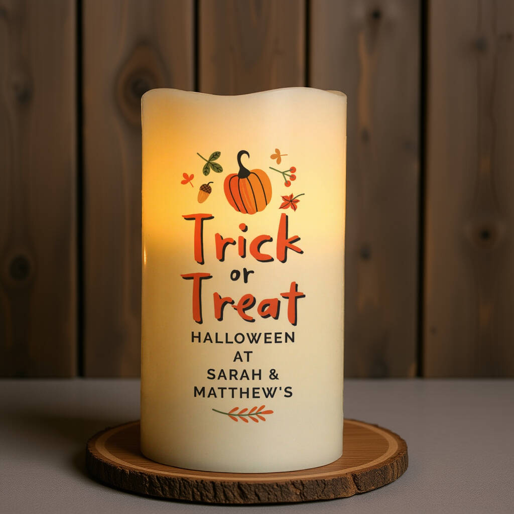 Personalised Trick Or Treat LED Candle, 1 of 6