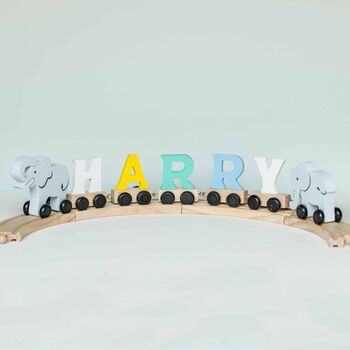Personalised Elephant Wooden Pastel Letter Name Train Toy, 3 of 12