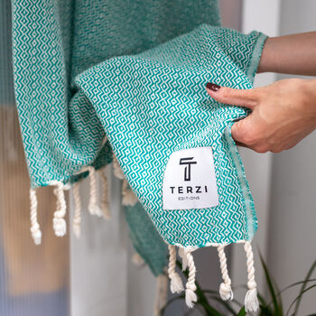 Diamond Weave Handwoven Luxury Cotton Beach Towel, 4 of 10