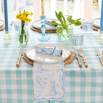 Mint Green And White Fabric Gingham Tablecloth, 2 of 5