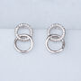Interlocking Double Circle Embellished Stud Earrings, thumbnail 2 of 4