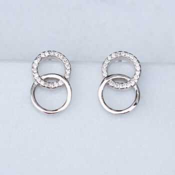 Interlocking Double Circle Embellished Stud Earrings, 2 of 4