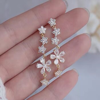 Monaco D’or Gold Pavé Flower Vintage Ball Drop Earrings, 2 of 2