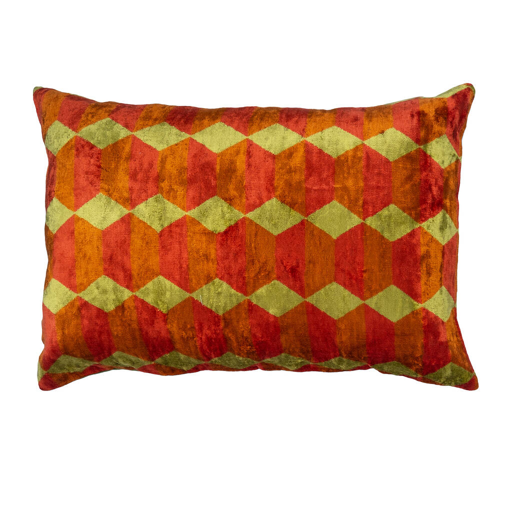 Silk Velvet Pillow Cover With Orange And Yellow 40x60cm By OyzShop