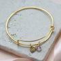 Personalised Heart Of Gold Birthstone Bangle, thumbnail 7 of 11