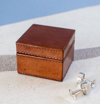 Personalised Leather Cufflink Box Square, 6 of 8