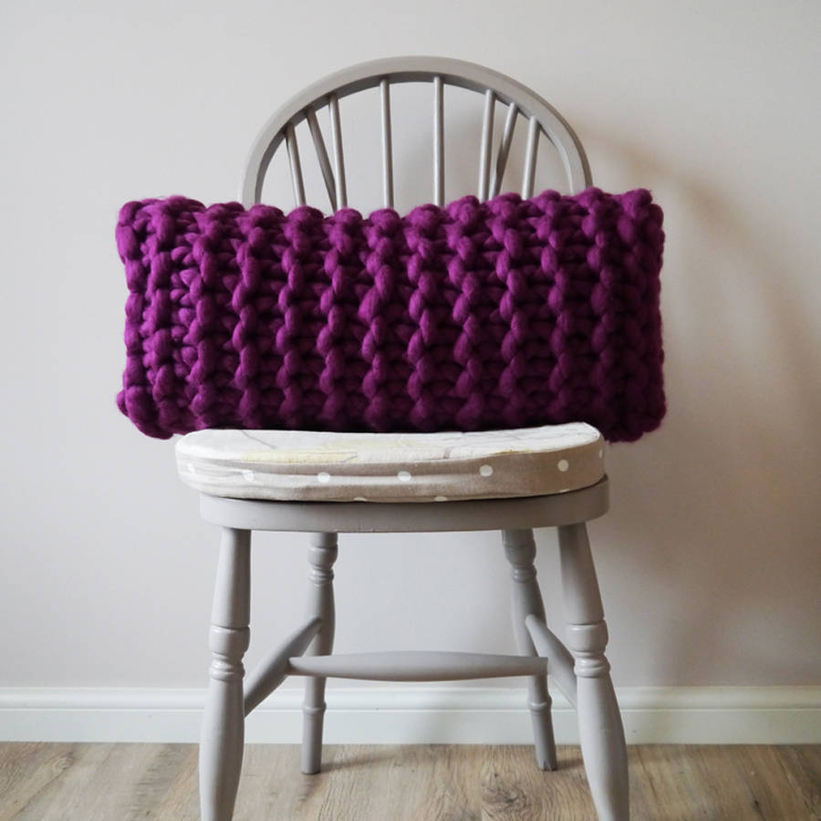 chunky knit rectangular cushion by lauren aston 