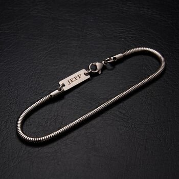 Personalised Silver 5mm Snake Bracelet, 10 of 11