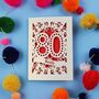 Personalised 80th Birthday Card Papercut Spotty Design, thumbnail 4 of 9