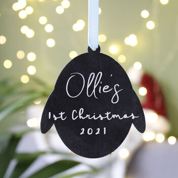 Personalised Baby First Christmas Penguin Decoration, 2 of 10
