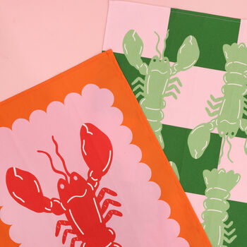 Lobster Tile Colourful Kitchen Tea Towel, 6 of 7