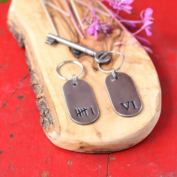 Iron 6th Anniversary Dog Tag Key Ring, 2 of 11