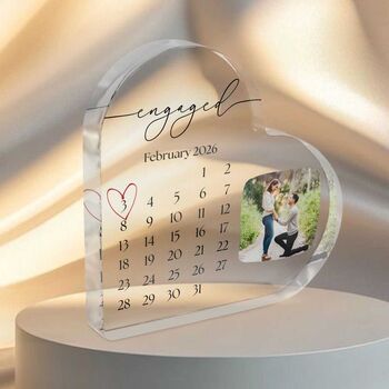 Personalised Engagement Calendar Heart Acrylic Plaque, 5 of 5