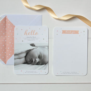 New Baby Photo Birth Announcement Thank You Card, 7 of 9