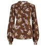 Poppy Blouse In Brown Floral Vintage 1940s Style, thumbnail 1 of 3