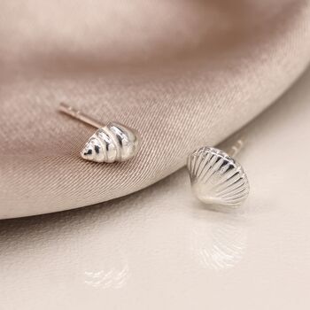 Mismatched Sterling Silver Shell Stud Earrings, 5 of 7