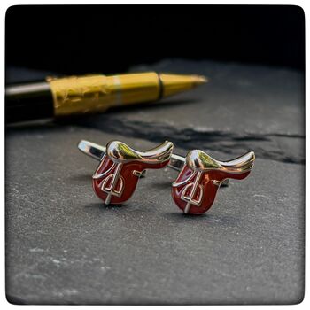 Personalised Horse Riding Saddle Cufflinks, 4 of 9