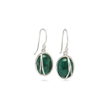Green Chrysocolla Sterling Silver Drop Earrings, 8 of 9