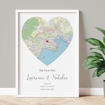 The Place We Met Personalised Map Print Couples Valentines Gift, 2 of 11