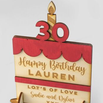 Personalised Wooden Birthday Cake Card, 2 of 3