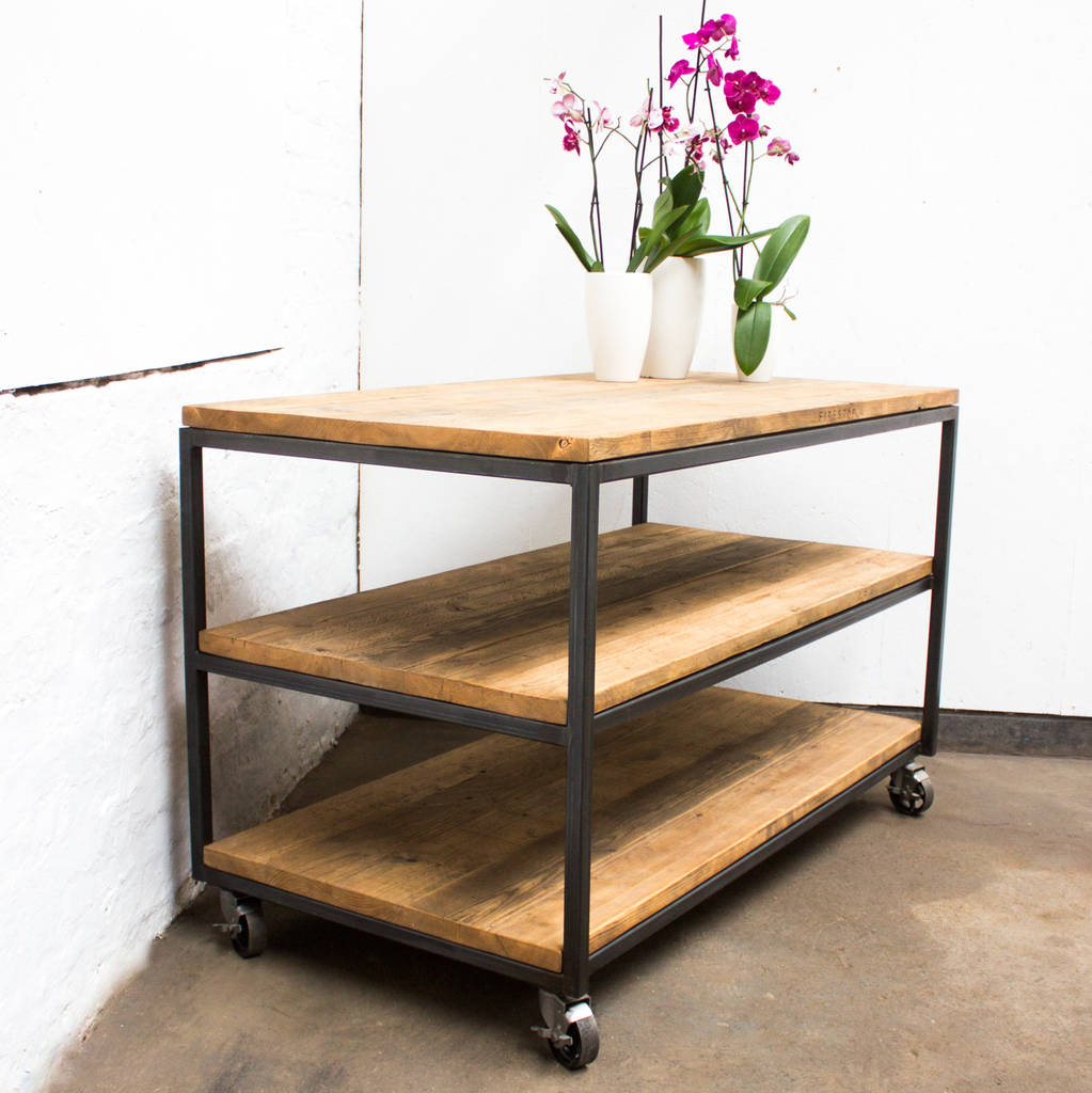 Charlie Table With Shelves And Vintage Castors, 1 of 9