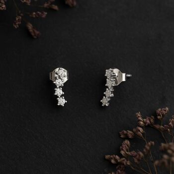 Sterling Silver Cubic Zirconia Star Climber Stud Earrings, 3 of 5