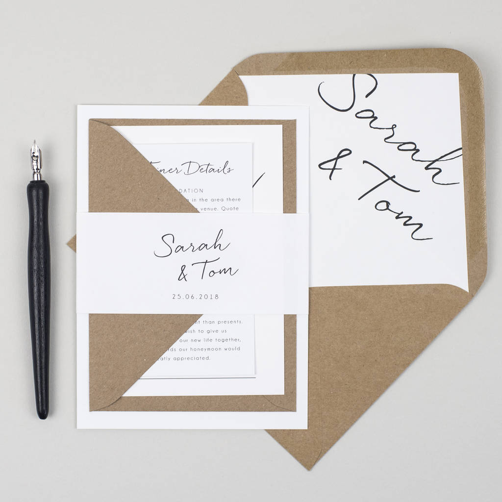 Minimalist Wedding Invitation By Pear Paper Co. | notonthehighstreet.com