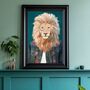 Custom Fashion Lion Denim Jacket Art Print, thumbnail 4 of 8