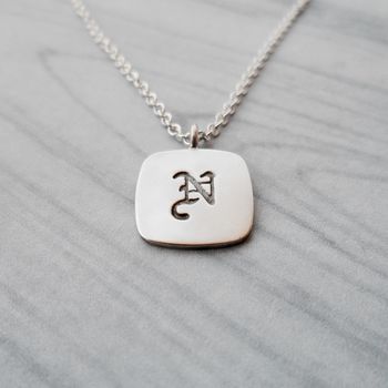 Personalised Initial Square Silver Necklace, 2 of 3