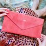 Monogram Suede Leather Envelope Clutch Bag, thumbnail 4 of 10