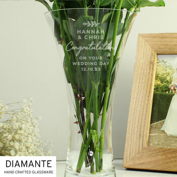 Personalised Engagement Hand Cut Diamente Heart Vase, 4 of 4