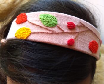 Linen Headband With Hand Embroidered Flower, 2 of 12