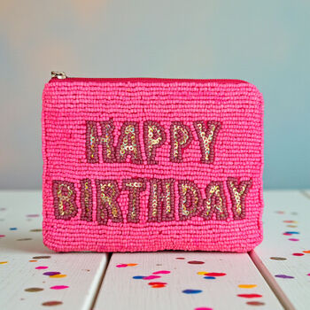 Happy Birthday Beaded Zip Pouch, 2 of 3