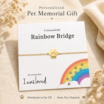 Personalised Dog Memorial Bracelet Paw Print Rainbow Bridge, 4 of 10