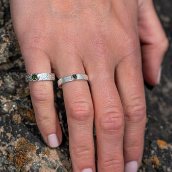 Pink Or Green Tourmaline October Birthstone Ring In Textured Sterling Silver, 2 of 12