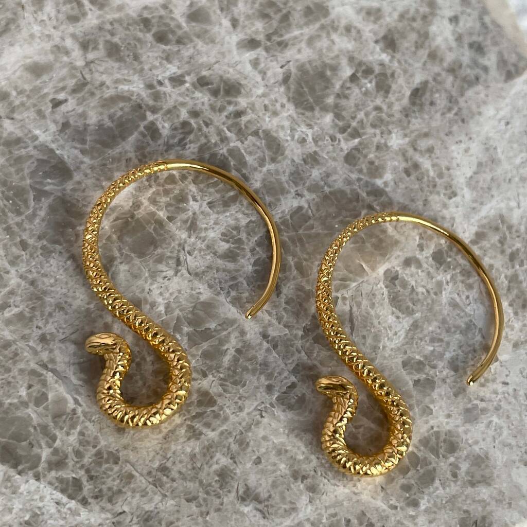 Sterling Silver Gold Cobra Hoop Earrings By Secret Halo